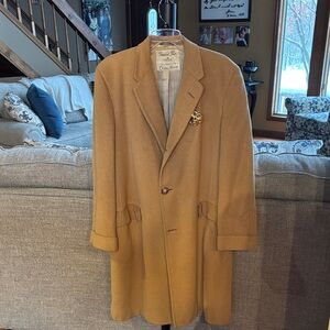 Vintage Tan Overcoat with Brooch